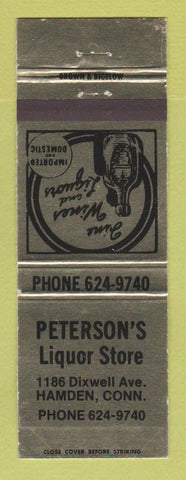 Matchbook Cover - Peterson's Liquor Store Hamden CT GOLD