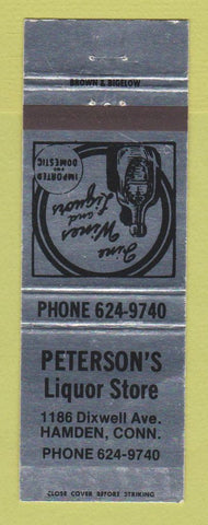 Matchbook Cover - Peterson's Liquor Store Hamden CT SILVER