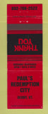 Matchbook Cover - Paul's Redemption City Liquor? Derby VT