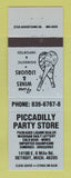 Matchbook Cover - Piccadilly Party Store Liquor Detroit MI WEAR BLUE