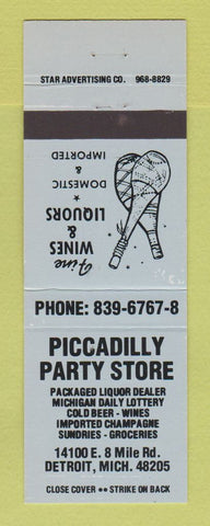 Matchbook Cover - Piccadilly Party Store Liquor Detroit MI WEAR BLUE