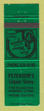 Matchbook Cover - Peterson's Liquor Store Hamden CT GREEN