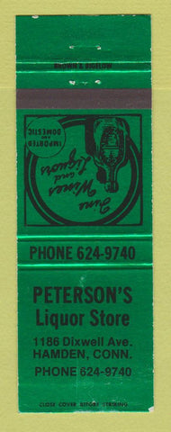 Matchbook Cover - Peterson's Liquor Store Hamden CT GREEN