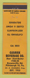 Matchbook Cover - Carrick Beverage Beer Distributor Pittsburgh PA WORN BACK