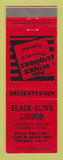Matchbook Cover - Black Olive Liquor Fresno CA WORN BACK