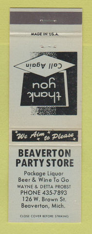 Matchbook Cover - Beaverton Party Store Liquor Beaverton MI