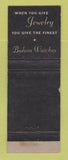 Matchbook Cover - Bulova Watches Weinstein's Jewelry Sudbury ON WEAR
