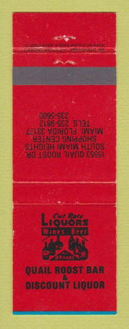Matchbook Cover - Cut Rate Liquors Quail Roost Bar Miami FL RED