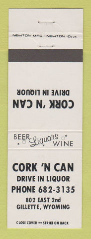 Matchbook Cover - Cork n Can Liquor Gillette WY