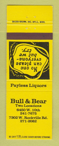 Matchbook Cover - Bull and Bear Liquor Stores Indianapolis IN
