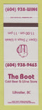Matchbook Cover - The Boot Liquor Store Whistler BC SAMPLE