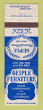 Matchbook Cover - Geiple Funeral Home Glen Rock PA