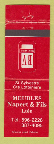 Matchbook Cover - Meubles Napert & Fils Lotbiniere QC WEAR