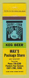 Matchbook Cover - Max's Package Liquor East Lyme CT