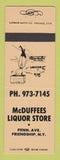 Matchbook Cover - McDuffees Liquor Store Friendship NY