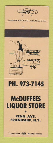 Matchbook Cover - McDuffees Liquor Store Friendship NY