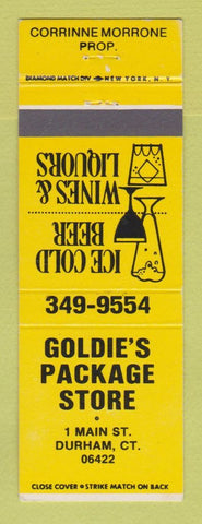 Matchbook Cover - Goldie's Package Store liquor Durham CT YELLOW