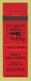 Matchbook Cover - Huck's Party Shoppe Liquor Pizza New Haven MI ORANGE