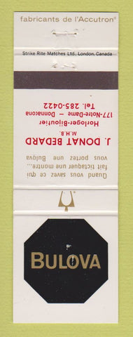 Matchbook Cover - Bulova Watches J Donat Bedard Donnacona QC