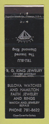 Matchbook Cover - RG King Jewelry Marshall MI Bulova Hamilton Watches BLACK WEAR