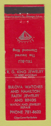 Matchbook Cover - RG King Jewelry Marshall MI Bulova Hamilton Watches RED WEAR
