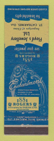 Matchbook Cover - Oneida Silver 1881 Floyd's Jewelry St Catharines ON WORN BACK