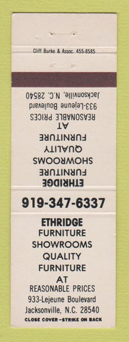 Matchbook Cover - Ethridge Furniture Jacksonville NC