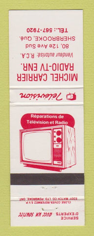 Matchbook Cover - Michel Carrier Radio TV Sherbrooke QC WEAR
