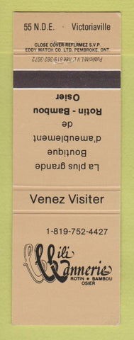 Matchbook Cover - Cili Cannerie? Rotin Bambou Furniture Victoriaville QC