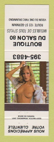 Matchbook Cover - Boutique Du Salon 80 Drummond QC pinup