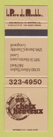 Matchbook Cover - Un Choix Heureux Furniture Montreal Laval Longueuil QC