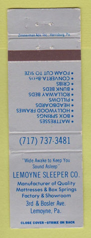 Matchbook Cover - Lemoyne Sleeper Mattresses Lemoyne PA