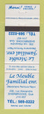 Matchbook Cover - Le Meuble Familial Furniture Sherbrooke QC