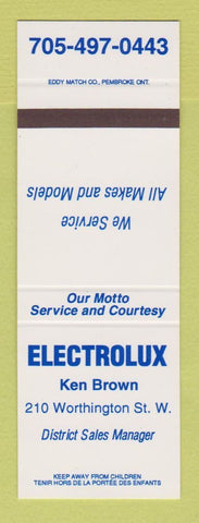 Matchbook Cover - Electrolux Ken Brown ON Canada SAMPLE