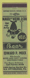 Matchbook Cover - Edward Mock Beer Distributor Pittsburgh PA