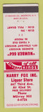 Matchbook Cover - Harry Fox Liquor Store New York City Number 664 Whiskey