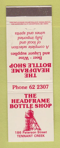 Matchbook Cover - Headframe Bottle Shop Tennant Creek Australia liquor