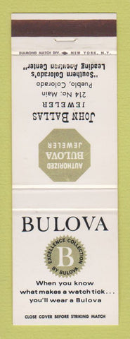 Matchbook Cover - Bulova Watches John Ballas Jewelry Pueblo Colorado