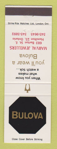 Matchbook Cover - Bulova Watches Marval Jewelry Hamilton ON