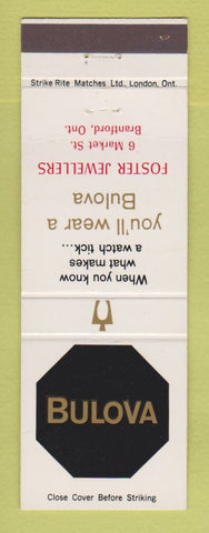 Matchbook Cover - Bulova Watches Foster Jewelry Brantford ON WEAR