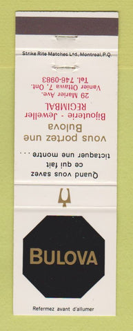 Matchbook Cover - Bulova Watches Bijouterie Jewelry Ottawa ON