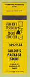 Matchbook Cover - Goldie's Package Store liquor Durham CT YELLOW