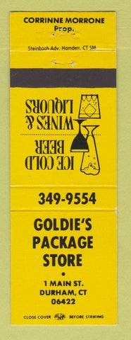 Matchbook Cover - Goldie's Package Store liquor Durham CT YELLOW