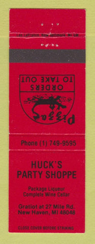 Matchbook Cover - Huck's Party Shoppe Liquor Pizza New Haven MI RED