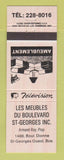Matchbook Cover - Les Meubles Du Boulevard St Georges QC furniture