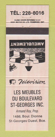 Matchbook Cover - Les Meubles Du Boulevard St Georges QC furniture