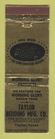 Matchbook Cover - Taylor Bedding Taylor TX Morning Glory 50th Anniversary