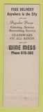 Matchbook Cover - Wine Mess Liquor Long Beach CA