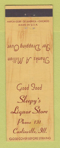 Matchbook Cover - Sleepy's Liquor Store Carlinville IL
