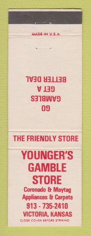 Matchbook Cover - Younger's Gamble Store Maytag Appliances Victoria KS